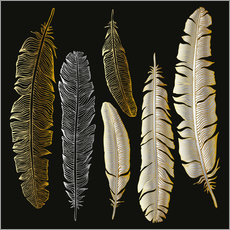 Wall sticker  Feathers in Gold and Silver