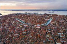 Poster Aerial view of Grand Canal at sunset, Venice