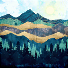 Poster Blue Forest Mountain Landscape
