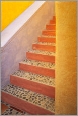 Wood print  Yellow stone staircase - Jaynes Gallery
