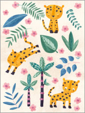 Wood print  Young jaguars in the jungle - Marta Munte