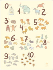 Poster  Numbered animals (Swedish) - Petit Griffin