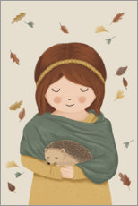 Poster  Girl with hedgehog - Sandy Lohß