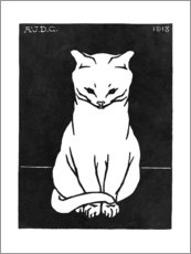 Poster Sitting cat, black and white