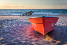 Poster Red boat at the Baltic Sea