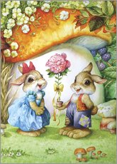Wall sticker  Rabbits and rose - Petar Meseldzija