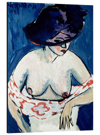 Aluminium print  Half-naked woman with a hat - Ernst Ludwig Kirchner