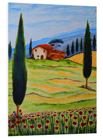 Foam board print  Flowering Poppies of Tuscany 4 - Christine Huwer