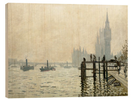 Wood print  The Thames below Westminster - Claude Monet