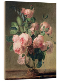 Wood print  Vase of flowers - Pierre Joseph Redouté