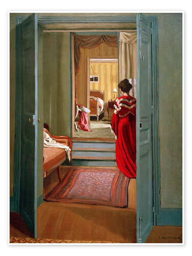 Poster Interior with woman in red