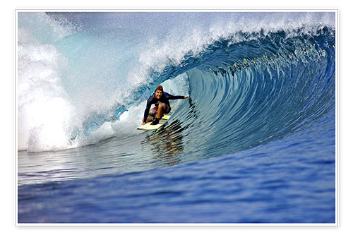 Poster Surfing blue paradise island wave