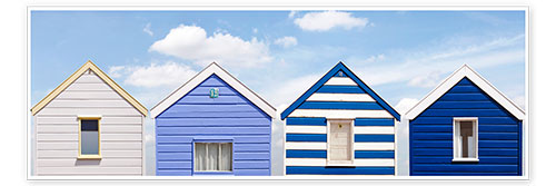Poster Blue beach huts, England