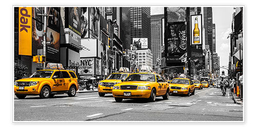 Poster Yellow cabs in Times Square