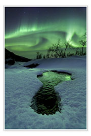 Poster Aurora Borealis over a frozen river