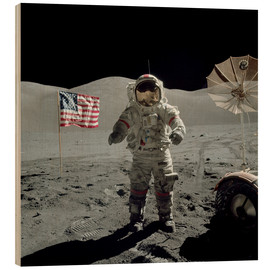 Wood print  Astronaut on the moon - NASA