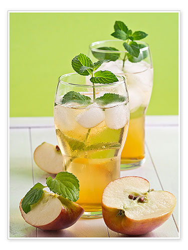 Poster Apple juice with fresh mint