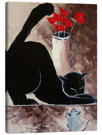 Canvas print  Black cat and mechanical mouse - JIEL