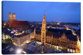 Canvas print  Church of our Lady and the new town hall in Munich at night - Buellom