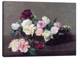 Canvas print  Basket with roses - Henri Fantin-Latour