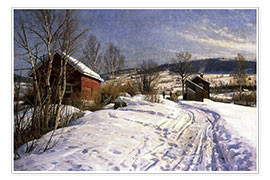 Poster  A winter landscape, Lillehammer. 1922 - Peder Mørk Mønsted