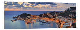 Foam board print  Port Soller Mallorca at night - FineArt Panorama