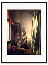 Framed art print  Girl reading a letter at an open window - Jan Vermeer