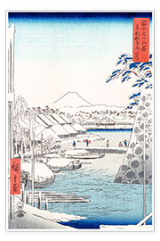Poster  Riverbank at Sukiya in Edo - Utagawa Hiroshige