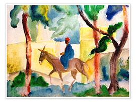 Poster  Man Riding on a Donkey - August Macke