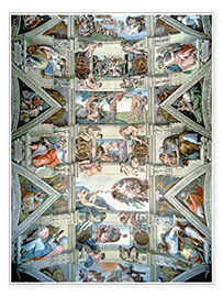 Poster  Sistine Chapel ceiling and lunettes - Michelangelo