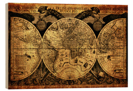 Wood print  World 1630 - Michaels Antike Weltkarten