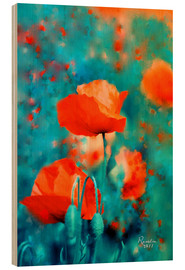 Wood print  Poppies - Rosalina Nikolova