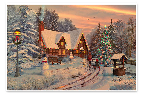 Old Christmas Cottage By Dominic Davison As A Print Or Poster Posterlounge