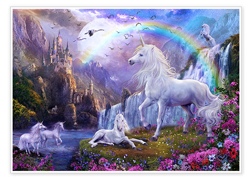 Poster Mystic unicorn castle