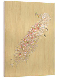 Wood print  White peacock - Haruyo Morita