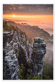 Poster Sunrise in the Saxon Switzerland at the so called Hellhound