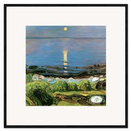 Framed art print  Summer night on the beach - Edvard Munch