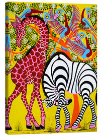 Canvas print  Zebra with Giraffe in the bush - Omary
