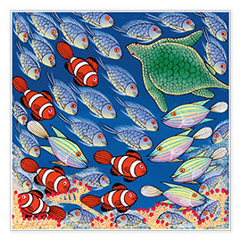 Poster  Fish with turtle - Majidu
