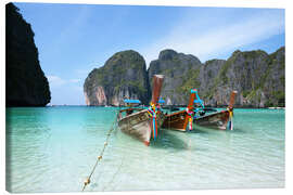 Canvas print  Long tail boats at Maya bay beach, Phi Phi island, Thailand - Matteo Colombo
