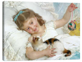 Canvas print  Little girl with kitten - Emile Munier