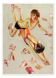 Poster  Study of swimming - Joseph Christian Leyendecker
