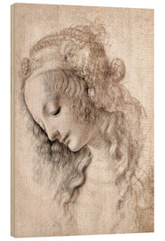 Wood print  Study of Mary Magdalene - Leonardo da Vinci