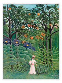 Poster  Woman in an exotic forest - Henri Rousseau