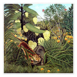 Poster  Combat of tiger and buffalo - Henri Rousseau