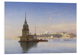 Foam board print  The Maiden's Tower (Maiden Tower) with Istanbul in the background - Carl Neumann