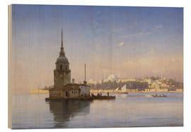 Wood print  The Maiden's Tower (Maiden Tower) with Istanbul in the background - Carl Neumann