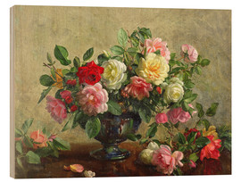 Wood print  Rose Bowl filled with Roses - Albert Williams