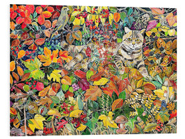 Foam board print  Tabby in autumn leaves, 1996 - Hilary Jones