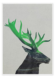 Poster  Deer In The Aurora Borealis - Andreas Lie
